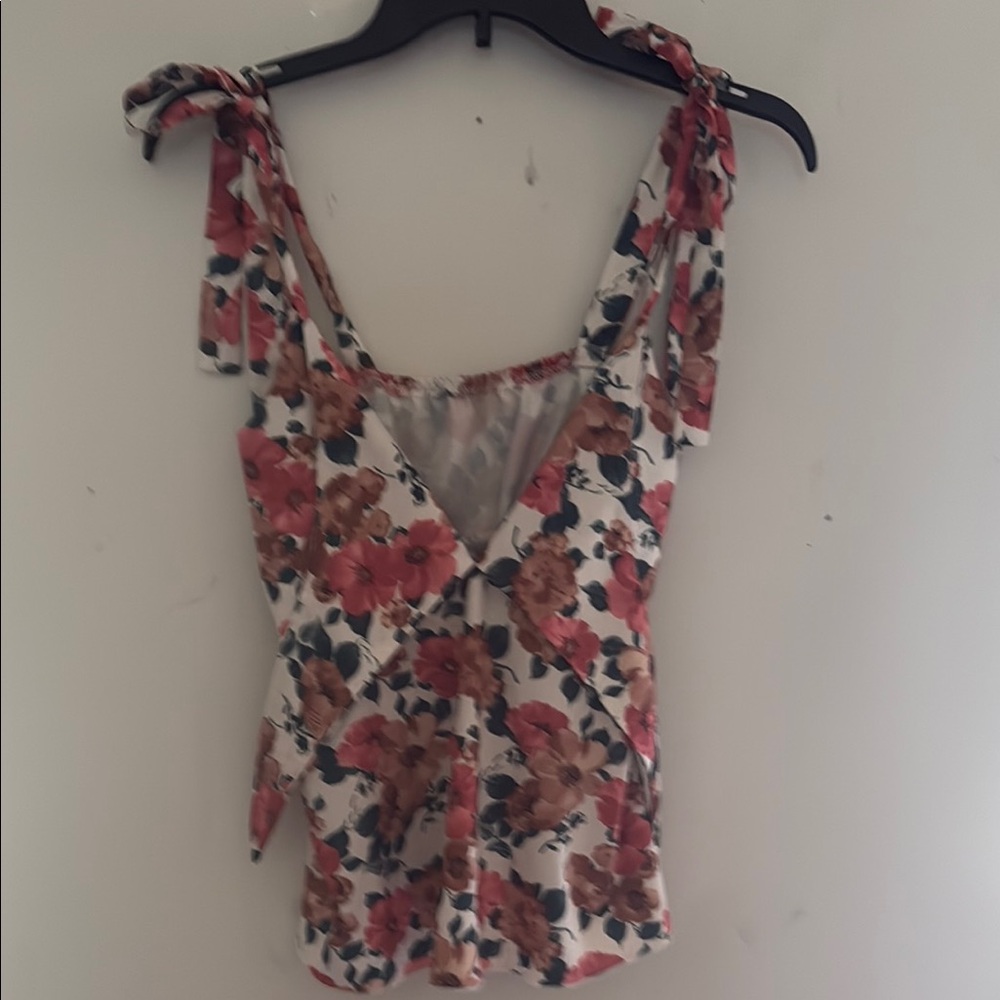 Elegant Floral Tie Strap Blouse